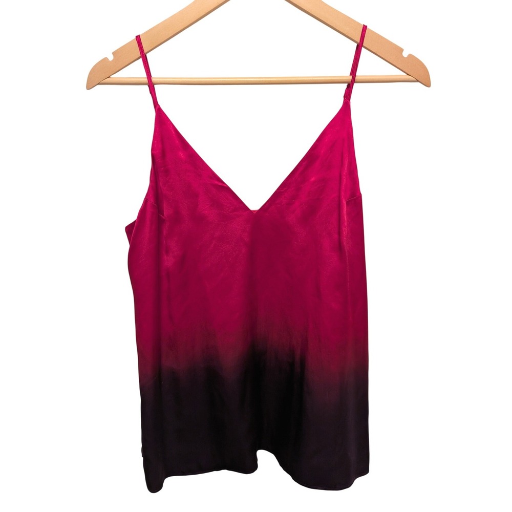 CAMI NYC Ombre Camisole 100% Silk V-Neck Blouse Satin Relaxed Party Chic Girlie
